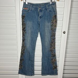 J Secret woman’s sequin boot cut blue jean Size 29. Size 9-10